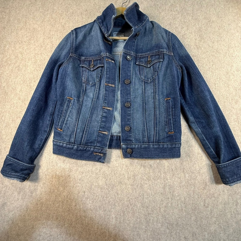 Old Navy Womens Denim Trucker Jacket Medium Wash Blue Jean Coat Small S/P/P